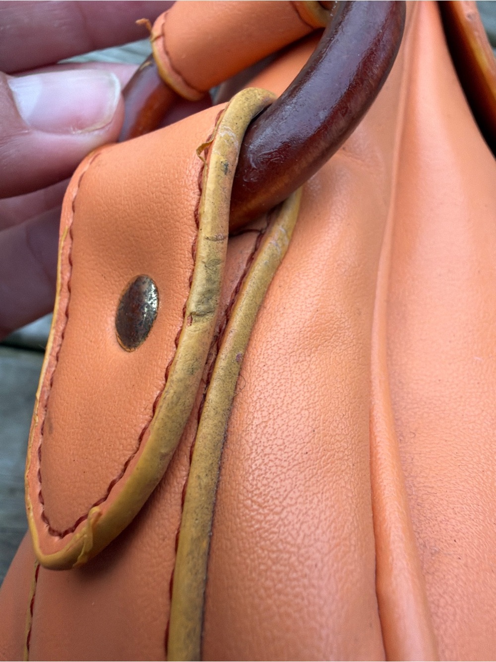 Daniline Orange Satchel Handbag Gold Hardware Top Handle Shoulder Bag PVC - Picture 8 of 15